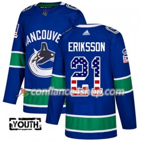 Adidas Maillot de Hockey Vancouver Canucks Loui Eriksson 21 2017-2018 Bleu USA Flag Fashion Authentic - Enfant